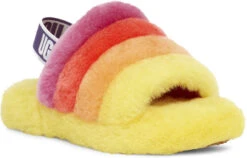 UGG Kids Fluff Yeah Slide -Fashion Shoes Store ugg kids fluff yeah slide yellow rainbow 1116157k yrnb 08423.1647038454