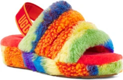 UGG Women's Fluff Yeah Slide Cali Collage -Fashion Shoes Store ugg womens fluff yeah slide cali collage rainbow stripes 1120002 rstr 40335.1622215281